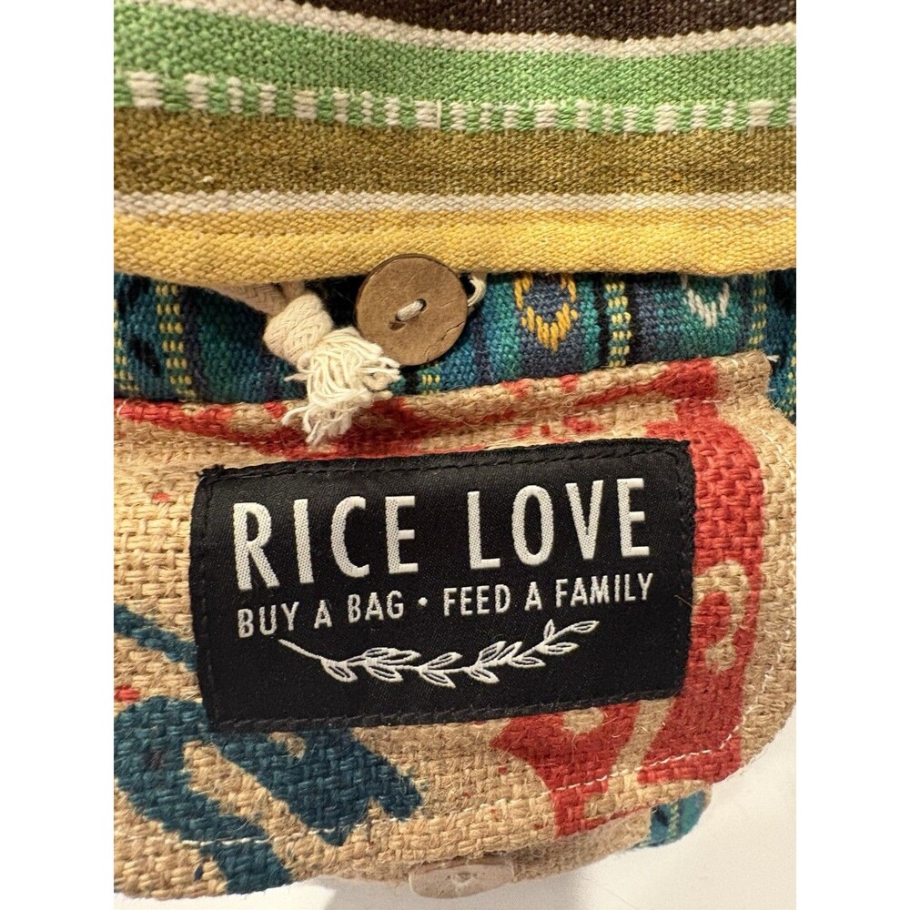 NEW Rice Love Backpack Drawstring Closure Handcrafted Travel Bag Purse Backpack - Picture 2 of 6